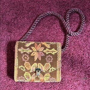 Floral Embroidered Brown Bag